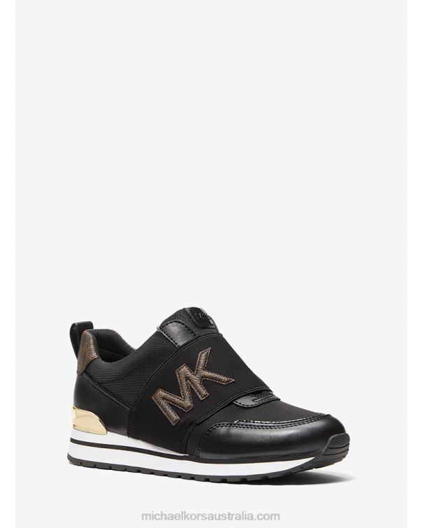 Women Black/Brown 4T06F1772 Teddi Canvas Trainer Michael Kors