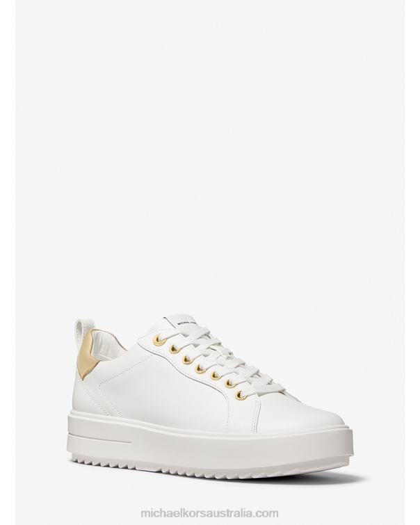 Women Optic White 4T06F1703 Emmett Leather Sneaker Michael Kors