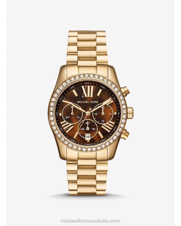 Women Gold 4T06F2390 Lexington Pave Watch Michael Kors