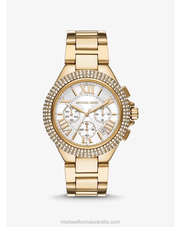 Women Gold 4T06F2392 Oversized Camille Pave Watch Michael Kors