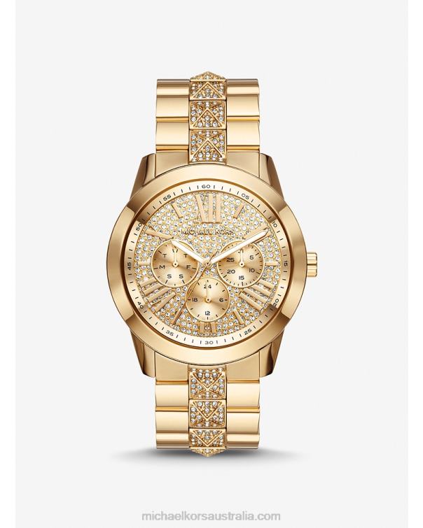 Women Gold 4T06F2396 Oversized Bryn Pave Watch Michael Kors