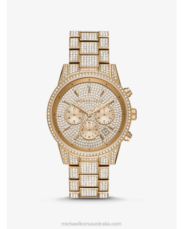 Women Gold 4T06F2402 Ritz Pave Watch Michael Kors