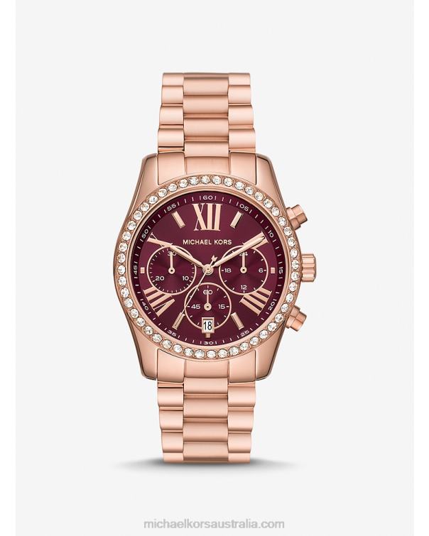 Women Rose Gold 4T06F2365 Lexington Pave Watch Michael Kors