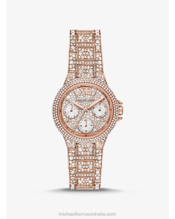 Women Rose Gold 4T06F2367 Mini Camille Pave Watch Michael Kors
