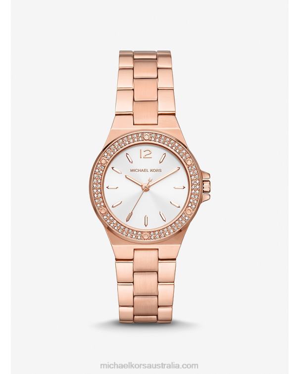 Women Rose Gold 4T06F2369 Mini Lennox Pave Watch Michael Kors
