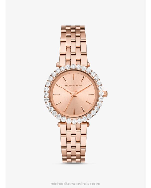 Women Rose Gold 4T06F2379 Darci Pave Watch Michael Kors