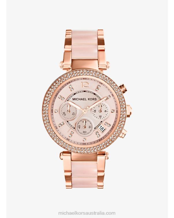 Women Rose Gold 4T06F2383 Parker Blush Acetate Watch Michael Kors