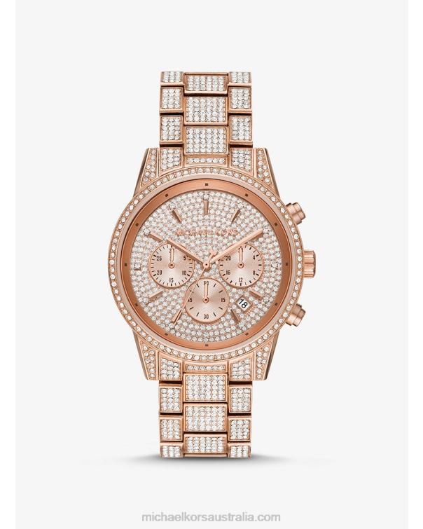 Women Rose Gold 4T06F2386 Ritz Pave Watch Michael Kors