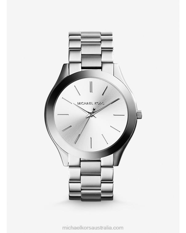 Women Silver 4T06F2404 Slim Runway Watch Michael Kors