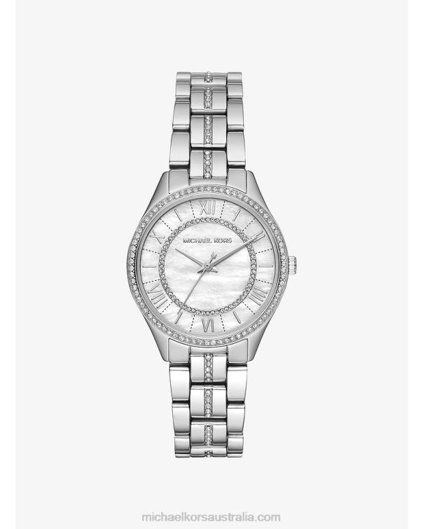 Women Silver 4T06F2410 Mini Lauryn Pave Watch Michael Kors