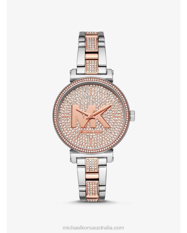 Women Two Tone 4T06F2377 Sofie PaveLogo Watch Michael Kors